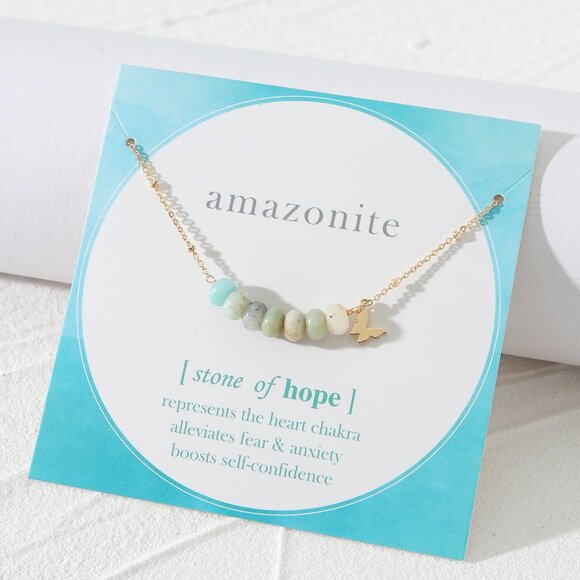 Amazonite Stone of Hope Necklace – Adjustable Gold Chain – Gift for Anyone - Picture 1 of 1
